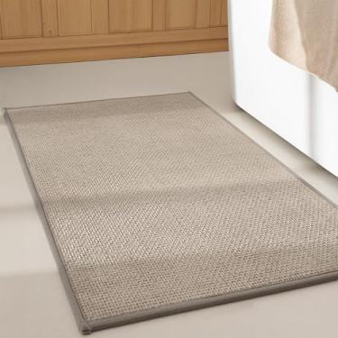 Imagem de GRANNY SAYS Tapetes de banheiro cáqui, tapete de banheiro de chenille macio, tapetes de banho absorventes 61 cm x 40 cm, tapetes de banho pequenos antiderrapantes, laváveis, de secagem rápida, fino