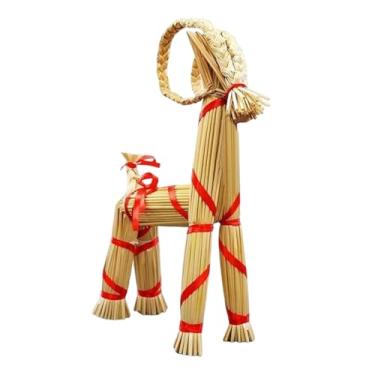 Imagem de Cabra de palha de Natal de 40,6 cm, ornamentos de palha escandinavos, cabra de inverno, tradição sueca, para Natal, casa, festa de aniversário, decoração de interiores ao ar livre, feriado