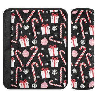 Imagem de Burbuja Capa para cinto de segurança de carro Christmas Elements Protetor de cinto de segurança de carro macio confortável para alça de ombro de assento, 1 par pequeno