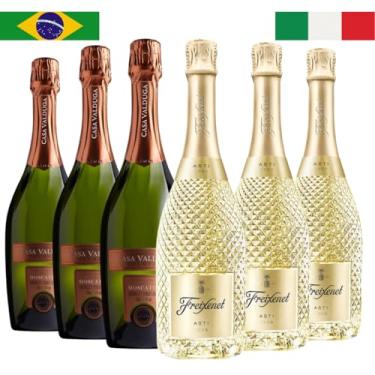 Imagem de Combo 4 Espumantes: 2 Freixenet Moscato D'ASTI 750ml, 2 Casa Valduga Premivm Moscatel 750ml e Cooler Térmico Rosé Glitter