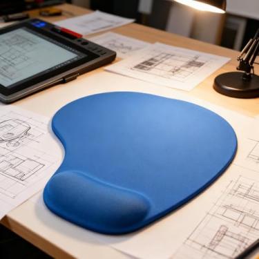 Imagem de Mouse pad com suporte de pulso em gel - descanso de pulso ergonômico para mesa de jogos, base de borracha para laptop