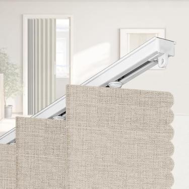 Imagem de JILRON Cortina de porta sanfonada, suporte de trilho de cortina adesiva, 100% blackout para portas sanfonadas, divisória de quarto, porta temporária, portas de armário, branco 139,7 cm L × 192,7 cm C,