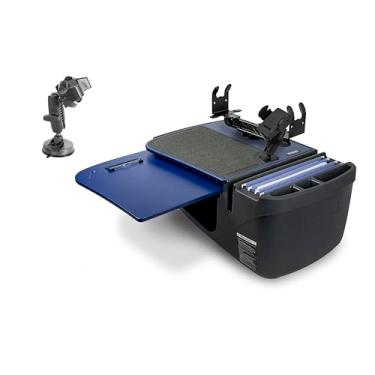 Imagem de AutoExec Mesa de carro GripMaster para sua estação de trabalho de veículo e escritório móvel, azul, com suporte para telefone, suporte de impressora e suporte de telefone com sucção