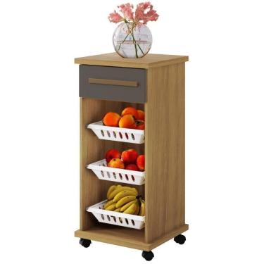 Imagem de Fruteira Curitiba 1 Gaveta Cinamomo Grafite Arte Móveis