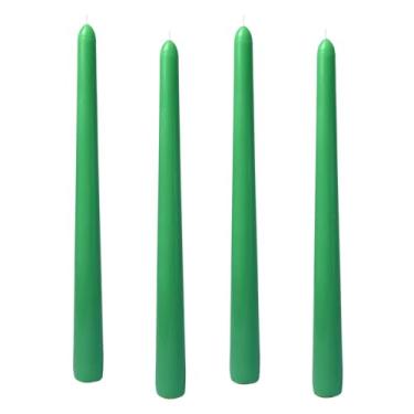 Imagem de Conjunto de 4 velas afuniladas gradientes de 25,4 cm, castiçais altos, para jantar, casamento, decoração de casa, decoração de cozinha, Natal, Halloween (verde, 25,4 cm)