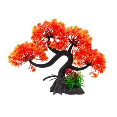 Imagem de Ornamento bonsai colorido 26x6x20cm. Ornamento para aquários. (Laranja)