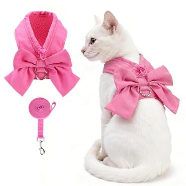 Imagem de KOOLTAIL Conjunto de coleira e coleira para cães pequenos, sem puxar e engasgar, de malha macia, acolchoado, ajustável, peitoral para animais de estimação com gravata borboleta para cães e gatos