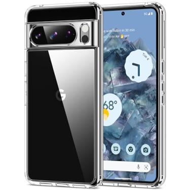 Imagem de HOOMIL Capa para Google Pixel 8 Pro, não amarela, proteção contra quedas, antiarranhões, capa traseira rígida transparente - transparente