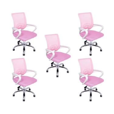 Imagem de Kit 5 Cadeiras de Escritório Begonia Ergonômico Rosa