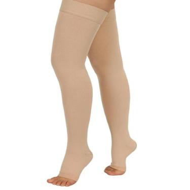 Imagem de Meia de Compressão 7/8 20-30mmHg Bege Ponteira Aberta Pós Cirúrgica Va