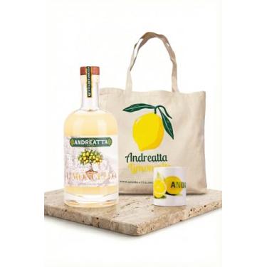 Imagem de Kit L'Essenziale | Garrafa Andreatta Limoncello 750ml + Ecobag de Algodão + Copo de Porcelana 55ml | Sabor & Praticidade