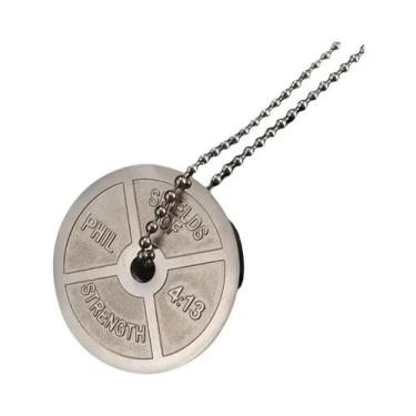 Imagem de Colar De Pingente De Halteres De Aço Titânio Unissex Punk Fitness Joia