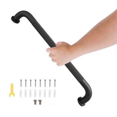 Imagem de Barra de apoio para chuveiro de 61 cm, alça para banheiro com aderência serrilhada antiderrapante, barra de equilíbrio de banho de aço inoxidável, barra de segurança de banho de 3,2 cm de diâmetro