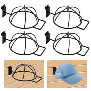 Imagem de AHANDMAKER 6 peças rack de exibição de chapéu de parede de ripas de ferro montado na parede durável acessórios para chapéus de beisebol perucas loja de varejo decoração de exibição de armazém, preto