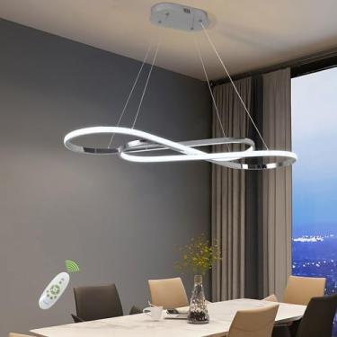 Imagem de Lustre moderno, lustre LED para iluminação de ilha de cozinha, luminária pendente LED moderna para ilhas de cozinha, candelabros modernos reguláveis para luzes de sala de jantar com controle remoto