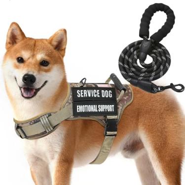 Imagem de Peitoral para cães ajustável, refletivo, fácil de controlar, pequeno, médio e grande, com uma coleira resistente para cães de 1,5 m