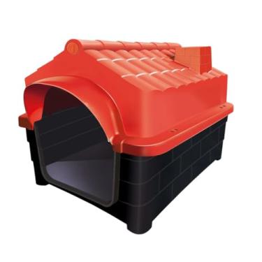 Imagem de Casinha Pet Plástica para Cães e Gatos Pequenos com Colchonete | Casa Pet Resistente com Fácil Montagem(Vermelha,COM COLCHONETE)
