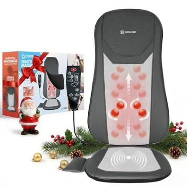 Imagem de COMFIER Massageador Shiatsu de costas inteiras para cadeira com calor, com 2 velocidades de shiatsu, almofada de massagem aquecida para cadeira com ponto, almofada de assento, massageador de pescoço