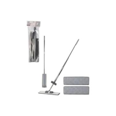 Imagem de Esfregão Mop Retrátil com Cabo Ajustável, 2 Refis Inclusos, Cinza e Verde, Plástico e Poliéster, 134cm, para Cerâmica e Azulejos