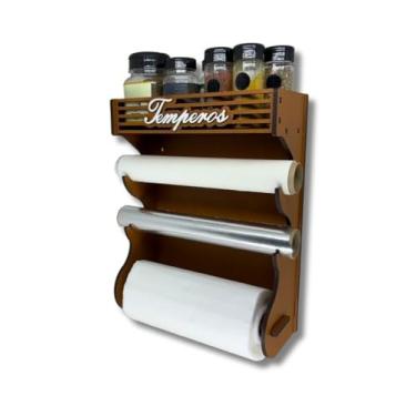 Imagem de Porta Parede Multiuso, Organizador Porta, Papel Toalha, Aluminio e Manteiga, Prático para Cozinha(Tabaco)