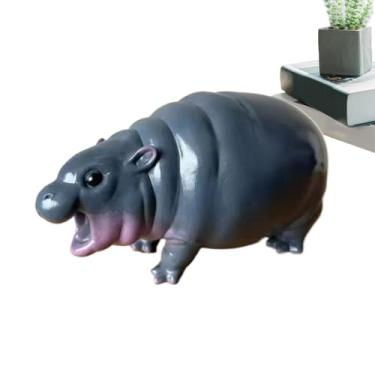 Imagem de Estatueta De Hipopótamo - Decoracao De Mesa Em Resina - Estatueta Decorativa De Animal - Para Sala De Estar Quarto Escritório Estante Prateleira Vitrine Criado Mudo