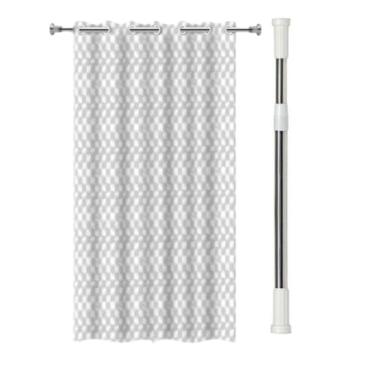 Imagem de Kit Cortina de Box para Banheiro com Ilhós e Varão Extensível Antimofo 1,38 x 1,98 Ideal para Box Banheiro Instalação Sem Furo(TRANSLUCIDA + VARÃO,1,10m a 2,00m)