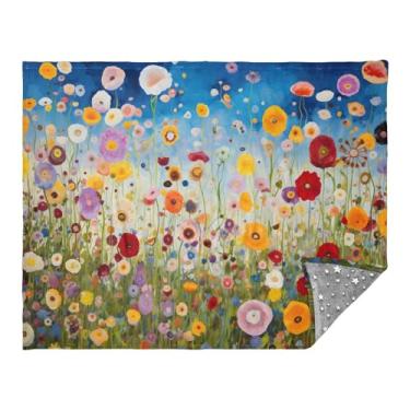 Imagem de CEBUGI Manta de flanela macia e quente 127 cm x 178 cm para sofá-cama, escritório, acampamento, viagem, flores, uso em todas as estações