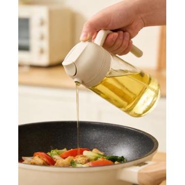 Imagem de Frasco pulverizador de óleo 2 em 1 para cozinhar garrafa de óleo de vidro para fritadeira de ar de cozinha, salada 470 ml Off White LCC2274-03