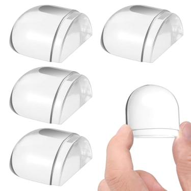 Imagem de 4 peças de batente de porta de piso de borracha transparente, sem broca, protetor de parede de borracha transparente autoadesivo, protetor de buffers de parede de piso hemisférico para vidro de móveis