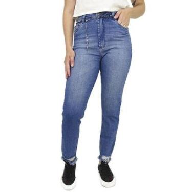Imagem de Calca Jeans Eme Com Puido e Barra Desfiada Cinto De Correntes - C367-Feminino