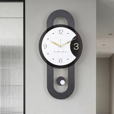 Imagem de Relógio de parede grande para sala de estar, design de pêndulo de movimento de quartzo silencioso moderno estéreo para quarto, cozinha, escritório, casa de fazenda, decoração de casa, 28 x 56 cm