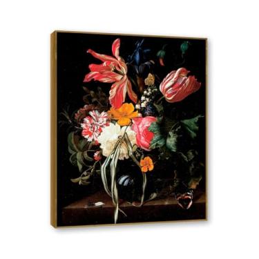 Imagem de NHLDZYH Moldura de teca. Arte de parede em tela de especiarias coloridas e colher de tempero | Decoração de cozinha vintage | Arte moderna para casa e sala de jantar. B94. 80 x 105 cm - 31,5 x 41,3