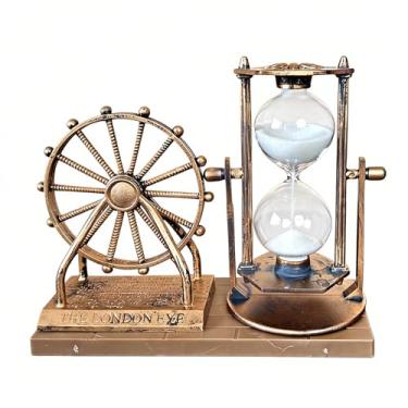 Imagem de Vintage Desktop Bronze Ampulheta Decoração Náutica para Escritório em Casa Mesa Escola Sala de Estar Quarto Decorativo Funcional Areia Temporizador Ornamento Histórico Acessório Marco Histórico (Roda