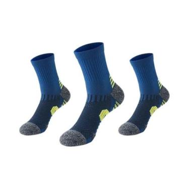 Imagem de Meias Esportivas Masculinas 3 Pares Respiráveis Para Corrida Compressã