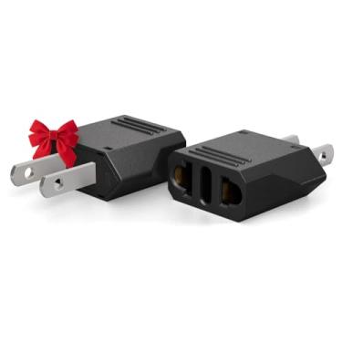 Imagem de Unidapt Adaptador de plugue de viagem EUA Canadá México, adaptador de tomada europeu para EUA, adaptadores de tomada universal, 2 pacotes de adaptador UE para EUA, Europa para EUA, conversor de pino tipo A, preto