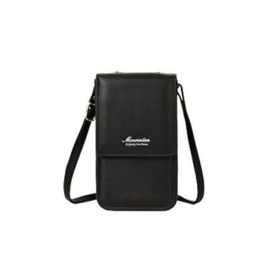 Imagem de Bolsa tiracolo feminina de couro preto