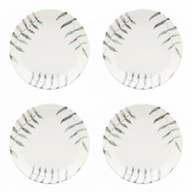 Imagem de Kit Jogo 4 Pratos Fundos Oxford Flat Samambaia 20,5 cm em Cerâmica Dec