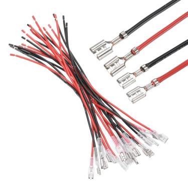 Imagem de Generic Terminal de crimpagem fêmea de 20 peças com manga isolante de 2,8 mm e 4,8 mm, kit sortido de conector rápido de pá fêmea com fios de 20 cm, capa retardadora de chamas