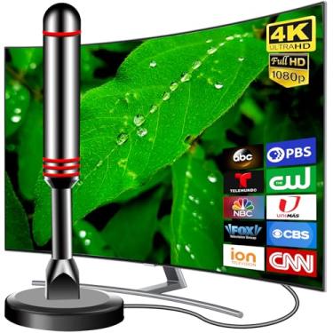 Imagem de DTVSMARTSHOW Antena De Tv Para Smart Tv Interna, Antena De Tv Digital Interna 2025 Com Base Magnética Forte 360° E Recepção De Longo Alcance Para Canais Locais, Antena De Fácil Configuração Para Tv