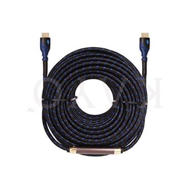 Imagem de Cabo HDMI 4K, cabo HDMI KAYO de alta velocidade CL3 (instalação na parede) suporta Full 4K @60Hz, UHD, 3D, 2160p, Ethernet, ARC, Blu-Ray, PS3, PS4, Xbox, cabo grátis, azul preto, 100FT -1PK w/Signal Booster