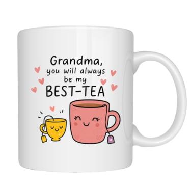 Imagem de EZCLASSY - Caneca fofa de melhor chá para mãe, avó, avô, tia, presente engraçado para amantes de chá, caneca kawaii fofa para mulheres familiares, xícara de chá de café para aniversário, dia das mães