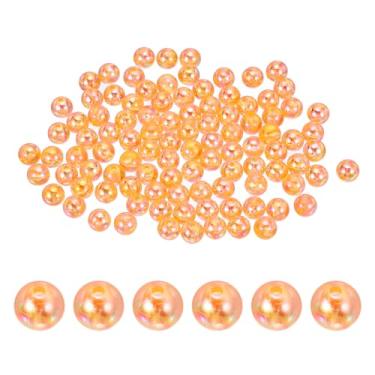 Imagem de Generic Contas redondas de acrílico de 10 mm, 100 peças de contas espaçadoras redondas de cores AB com buracos, contas soltas, para artesanato, brincos, pulseiras, colar, chaveiros, joias, laranja