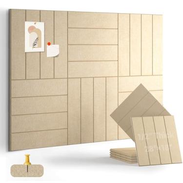 Imagem de AkuDecor Quadro de cortiça de 1,27 cm de espessura para escritório, pacote com 6 azulejos de parede de feltro - 71 cm x 45,7 cm com abas adesivas seguras, quadro de avisos grande, organizador de