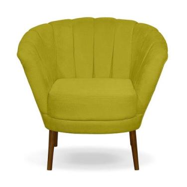 Imagem de Poltrona Cadeira Pétala Flor Decorativa Suede Amarelo - Kibarato Móvei