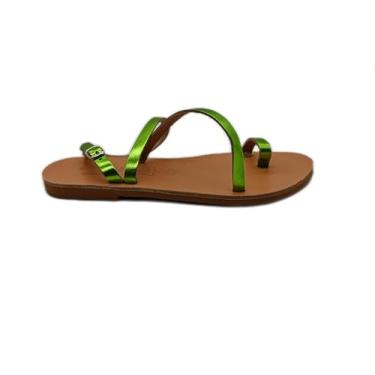 Imagem de Emmanuela Sandálias rasteiras de couro grego antigo feitas à mão, sapatos de verão de qualidade para mulheres com alça de fivela ajustável, sandálias de tiras de anel, sandálias boho chiques no