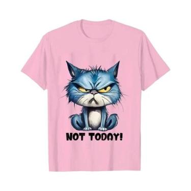 Imagem de Camiseta Feminina Sarcástica Com Gato Enfadonho, Camiseta Engraçada Pa