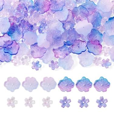 Imagem de Cheriswelry 100 peças de contas de vidro de flores, tampas de contas florais, folhas de lótus, espaçador, contas, contas de cristal, 12 a 20 mm, para fazer joias DIY, brincos, colares, suprimentos
