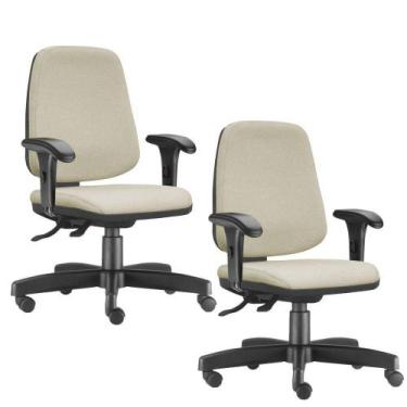 Imagem de Kit 02 Cadeiras Giratórias Job L02 Diretor Executiva Suede Bege - Lyam
