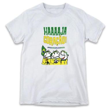 Imagem de 1 Camiseta Brasil Copa Bonequinho Flork Haja Coração Camisas Divertida