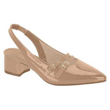 Imagem de Sapato Feminino Scarpin Slingback Beira Rio Fivela Dupla Salto Grosso 